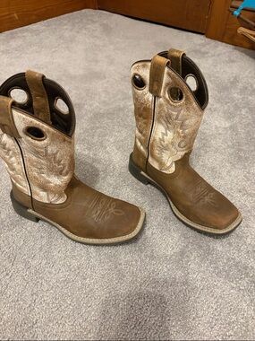 Kids Brown Tan Western Pull-On Boots